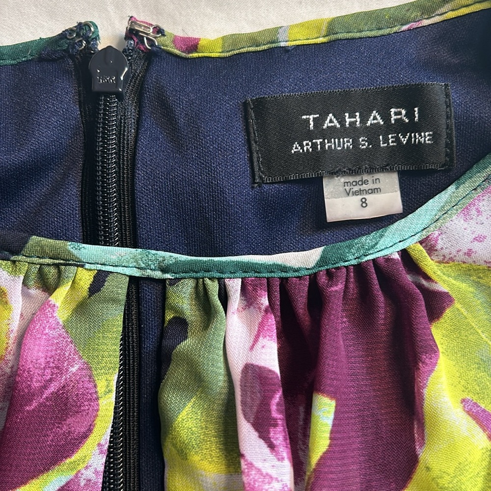 TAHARI Arthur Levine Ladies Sleeveless Floral Front Tie Dress size 8 - Picture 3 of 9